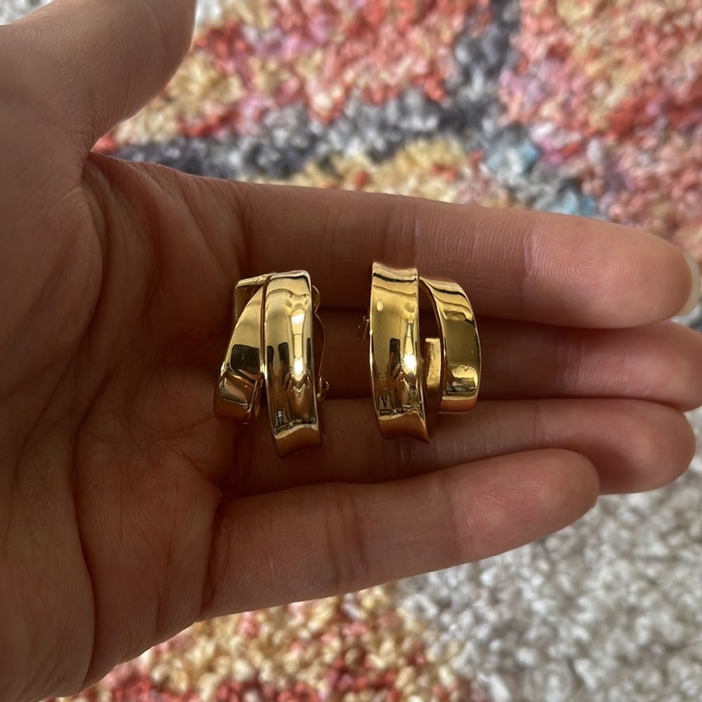 VINTAGE GIVENCHY Signed Hoop Clip On Earrings